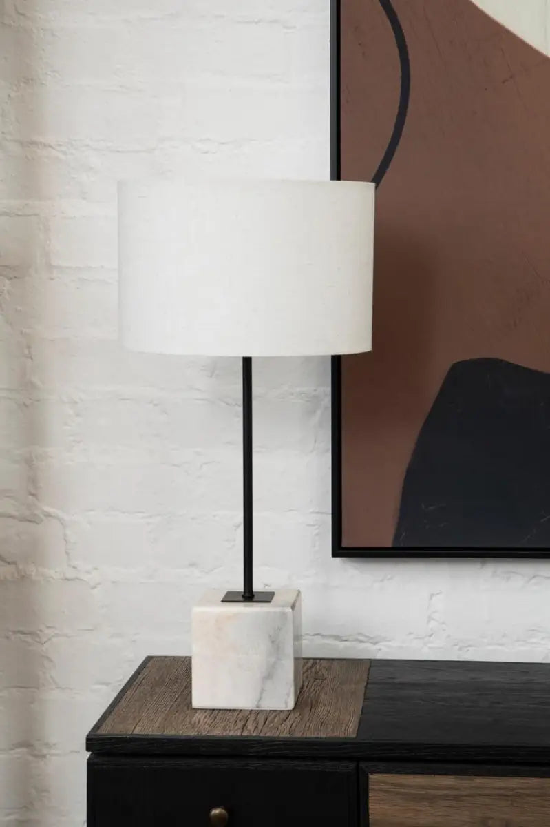 Braden Grey Marble & White Table Lamp